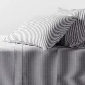 250 Thread Count Organic Percale Sheet Set - Queen Size (Gray Stripe)