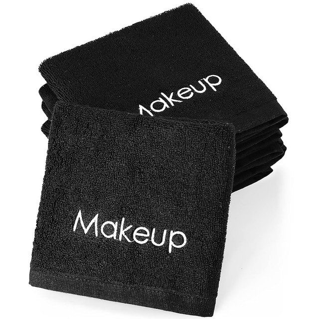 Panelee 12 Pcs Makeup Washcloths Bulk 13 Inch Black Makeup Towels Cotton Face Wash Cloths Facial Remover Cleansing Towels Cosmetic Water Absorbent for Women Hand Skin Care(12 Pcs)