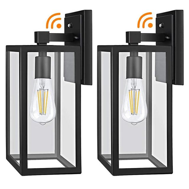 CINOTON Outdoor Wall Sconce Dusk to Dawn Photocell, IP65 Waterproof Outdoor Light Fixtures Wall Mount, Porch Light Fixtures with Clear Glass Shade, E26 Socket Exterior Wall Lamp for Garage, Doorway