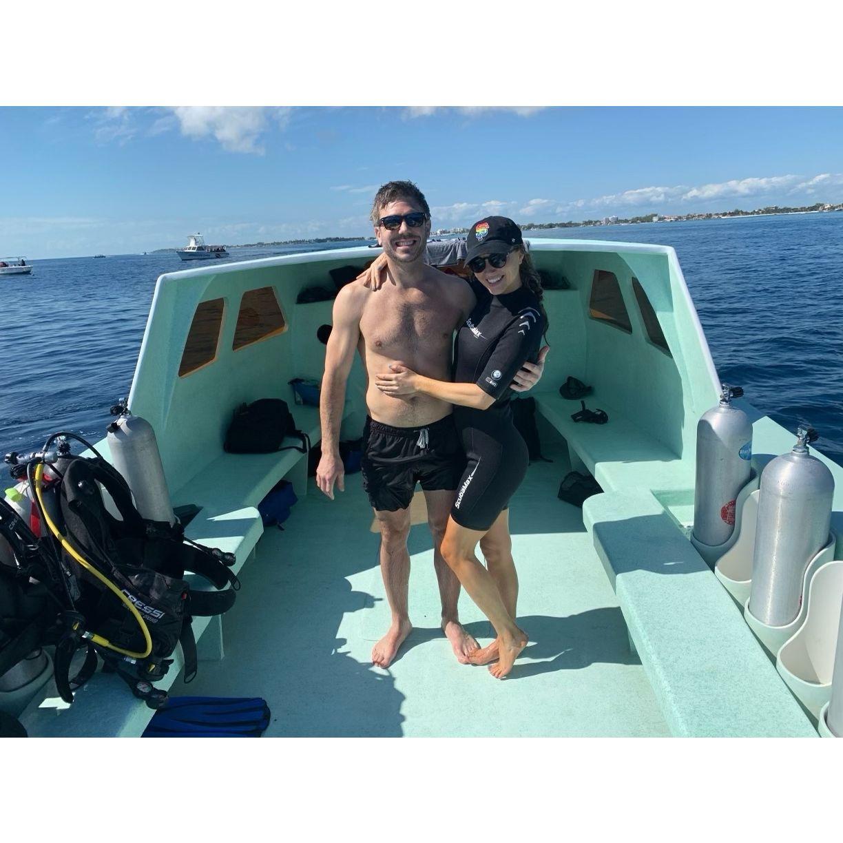 SCUBA diving with nurse sharks in Belize.