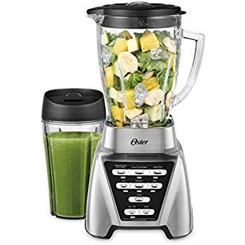 Oster Blender | Pro 1200 with Glass Jar, 24-Ounce Smoothie Cup, Brushed Nickel
