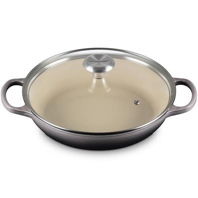 Le Creuset Enameled Cast Iron Signature Round Braiser with Glass Lid, 2.25 qt., Oyster