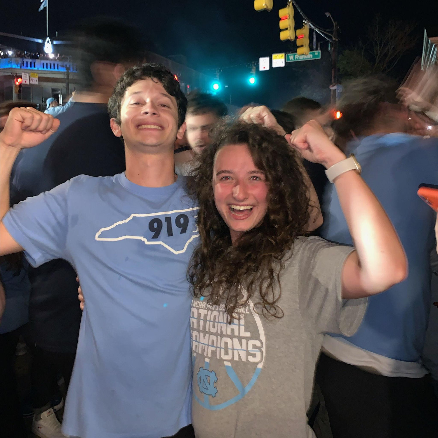 Celebrating UNC beating Duke the night we met! We rushed Franklin Street together