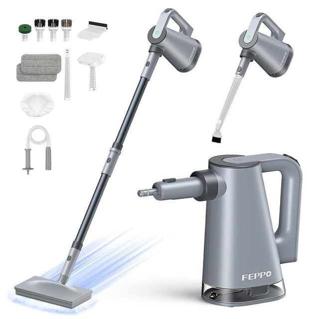 FEPPO Steam Mop & Detachable Handheld Steam Cleaner for Home and Floor Cleaning, 15s Heat-Up, 230°F Floor Steamer for Deep Cleaning with Multi-purpose Attachments Hardwood Floors, Tile,Grout,Furniture