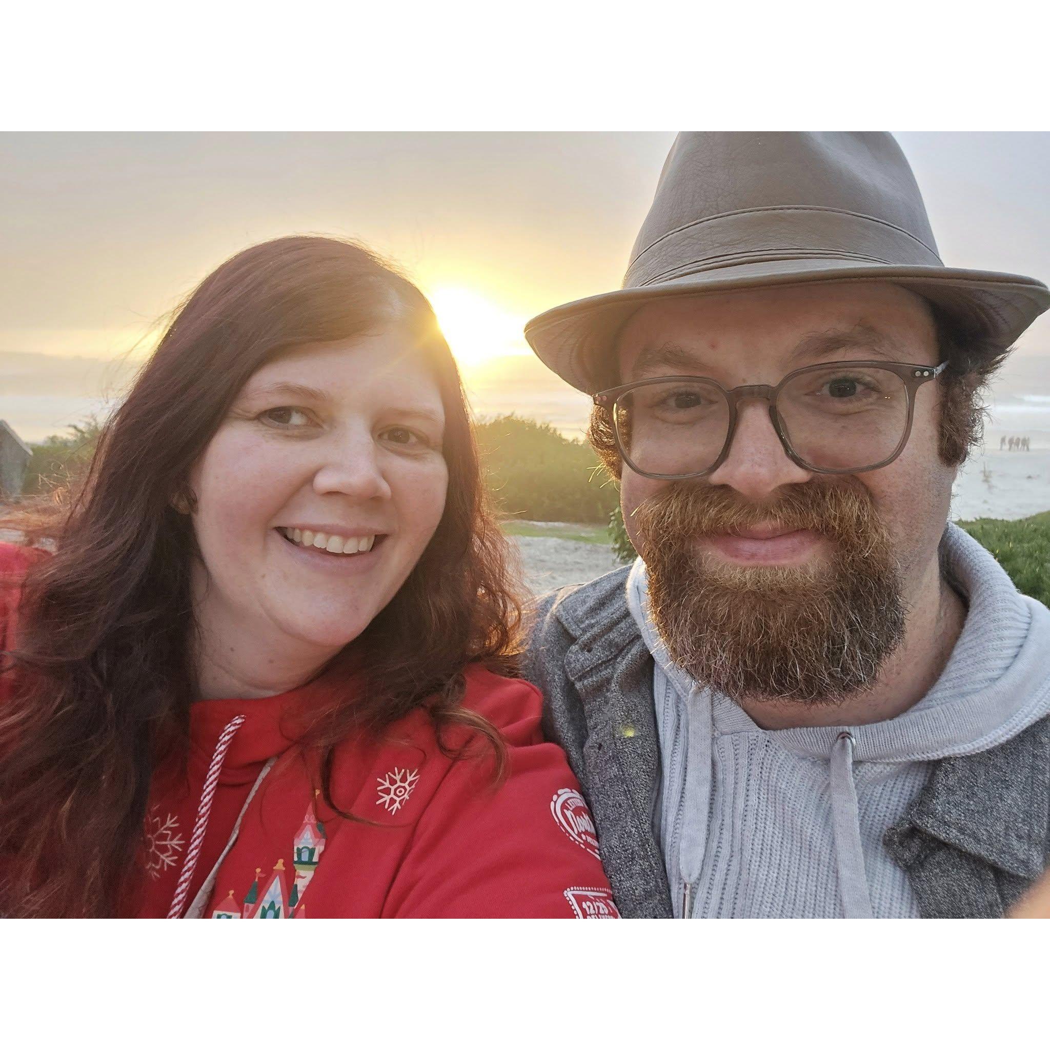 The sunset after he popped the question!