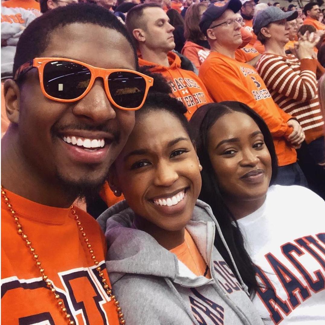 Syracuse vs. Georgetown (we won, obviously!) with our friend Fatima in 2018. Go Cuse!
