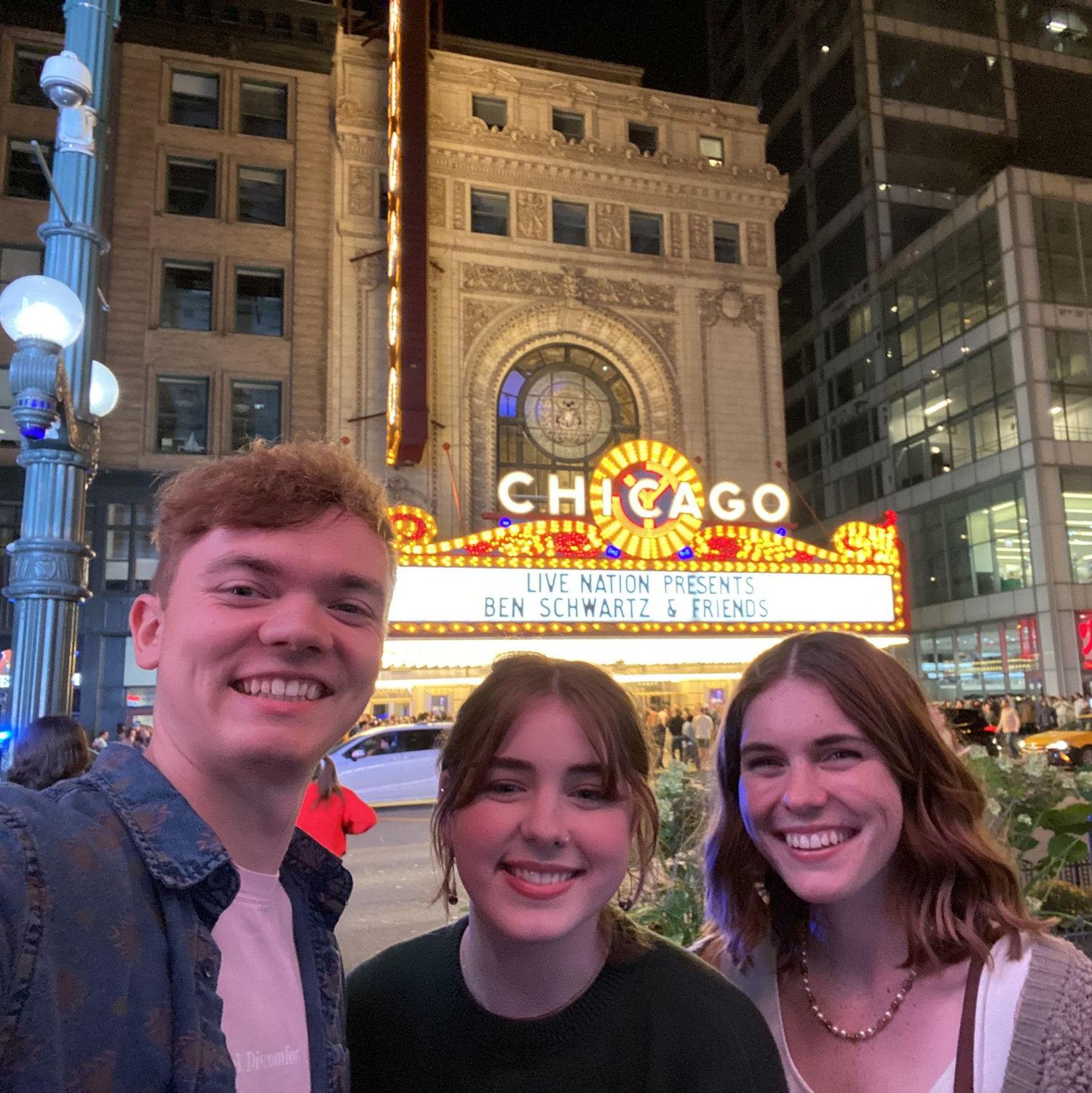 Fall '22. Alli, Riley, and Klairice attended a comedy show at The Chicago Theater- platonically of course ;)