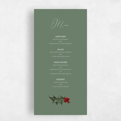Green Greenery Wedding Menu - Belvoir