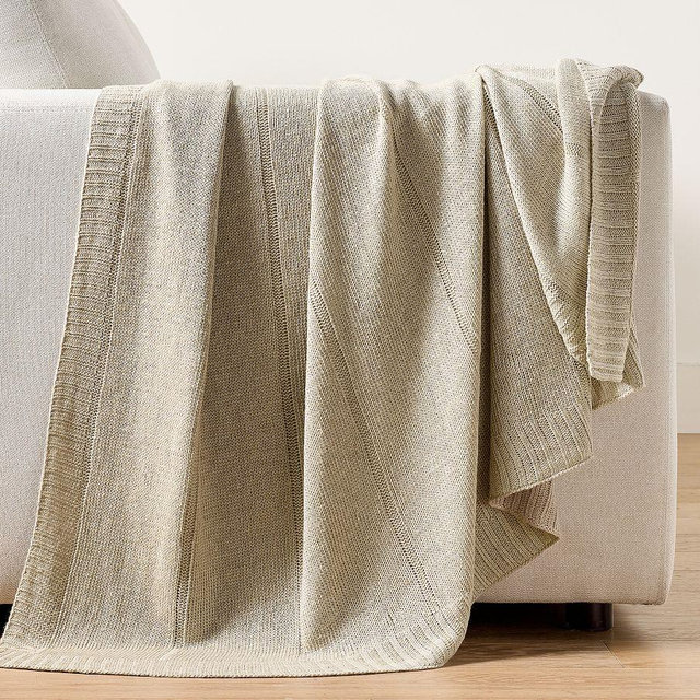 Hyannis Linen Knit Throw, Sand, 50" x 60"