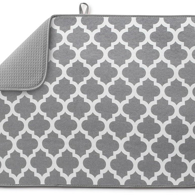 Bellemain XXL Dish Mat 24" x 17" ( LARGEST MAT ) Microfiber Dish Drying Mat , Super absorbent ( Trellis )