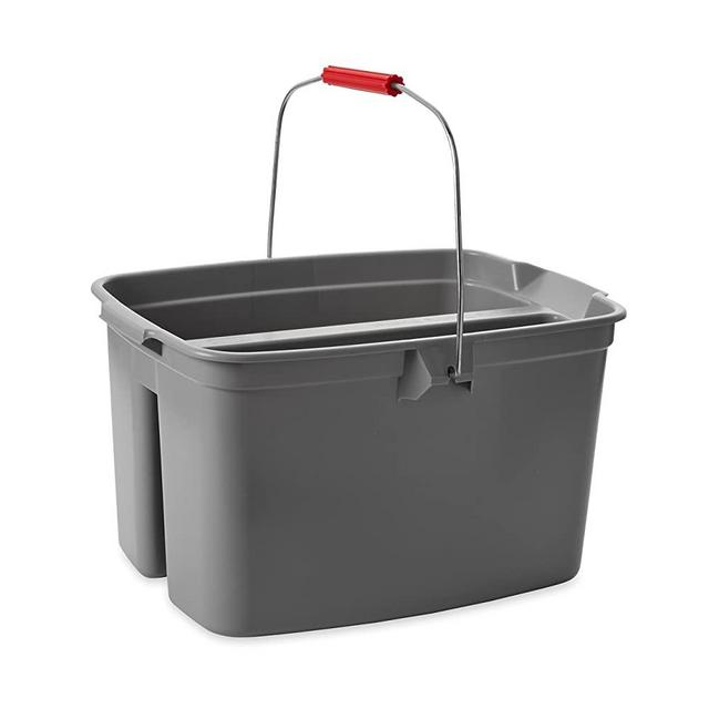 Rubbermaid Commercial Products-FG262888GRAY , Double Pail Plastic Bucket for Cleaning, Easy to Carry, 19 Quart, Gray