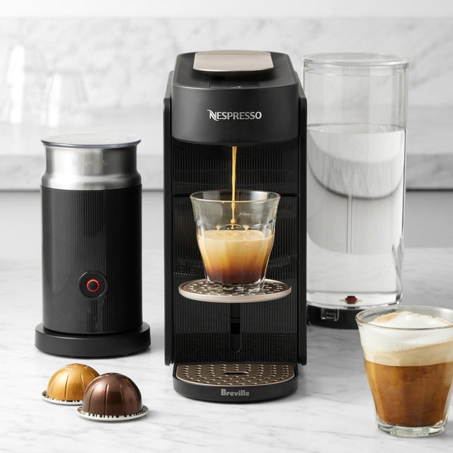 Nespresso Vertuo Up Espresso Machine with Aeroccino Milk Frother by Breville, Ink Black