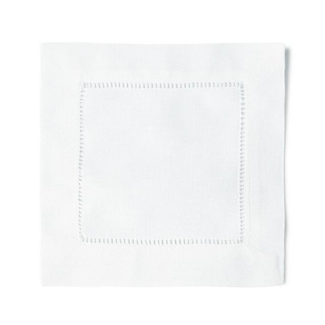 Boutross Imports White Linen Hemstitch Cocktail Napkins - set of 12