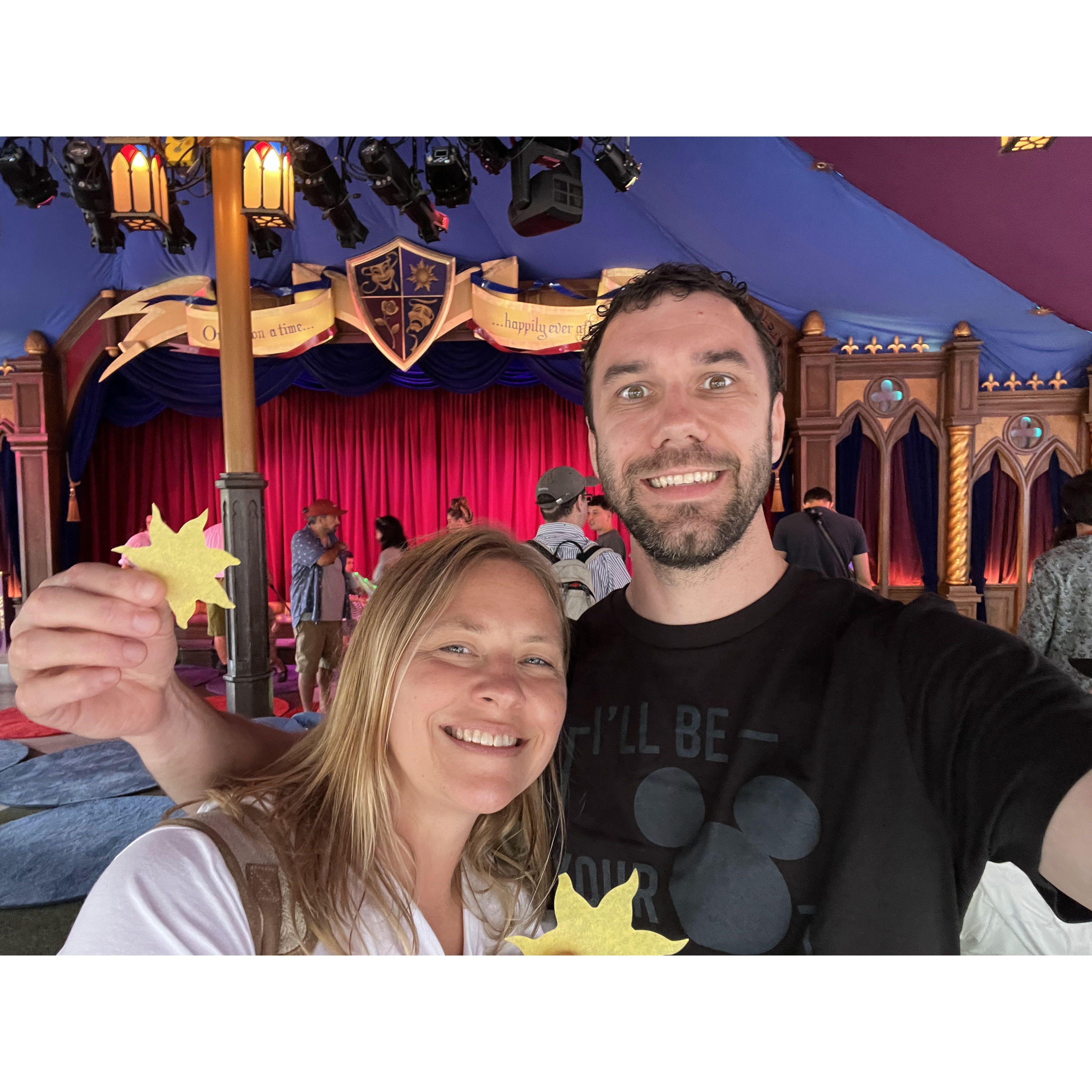 A surprise showing of Tangled, one of Michele's favorites (how could it not be with all that blonde hair and those floating lanterns). It was a well done show.