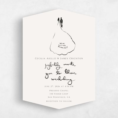 Beige Diamond Wedding Invitation - Dunluce Portrait