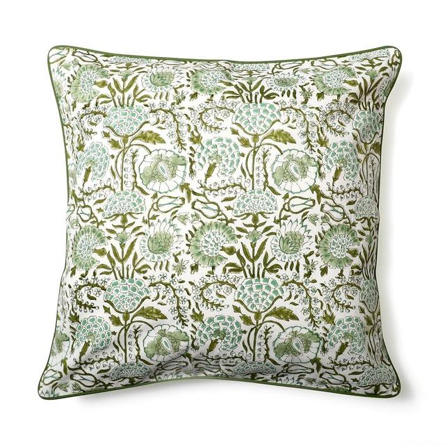 CPC Throw Pillow Covers for Couch, 18x18 Inch Decorative Couch Pillows for Living Room, 100% Cotton Boho Pillow Case or Cute Outdoor Pillows, Flower Pillow Covers or Preppy Throws (Agate Green)