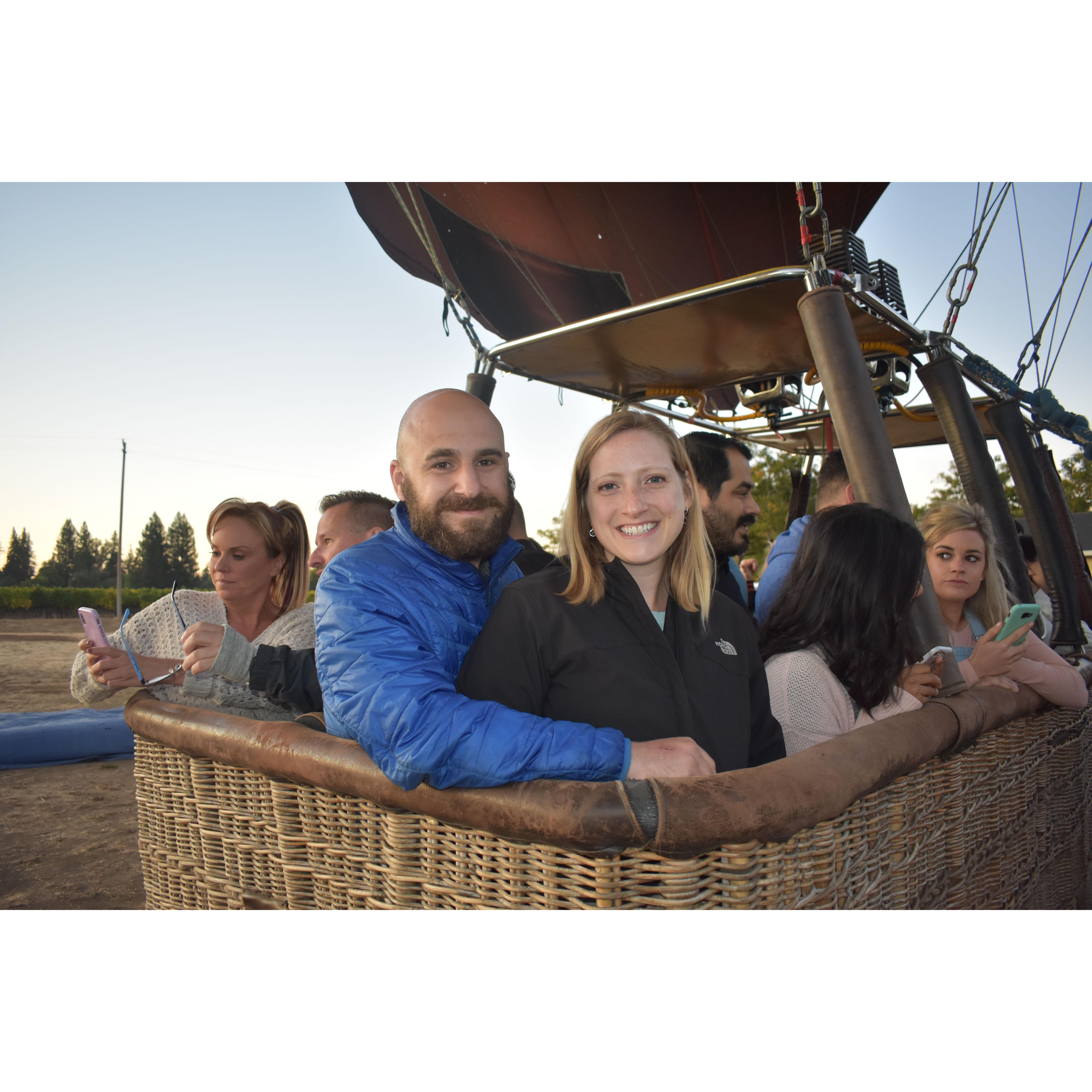 Hot air balloon ride over Napa Valley