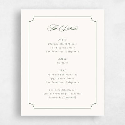 Dark Olive, Beige Wedding Enclosure - Idalia