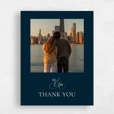 Blue Monogram Wedding Thank You - Aven Photo
