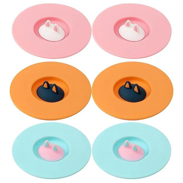 6 PCS Silicone Anti-dust Cup Lids - Food Grade Silicon Mug Cover Heat Resistant Mug Cap, Airtight Cup Cover Reusable Mug Suction Seal Cap for Coffee and Tea