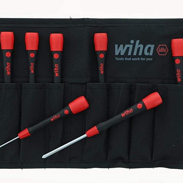 Wiha 26193 Slotted and Phillips Screwdriver Set with Soft PicoFinish Handle, 8-Piece
