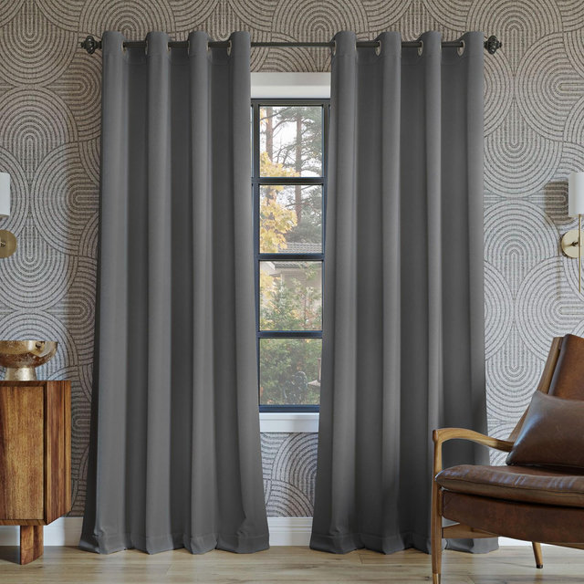 52"x84" Sun Zero 100% Blackout Oslo Theater Grade Grommet Curtain Panel Gray