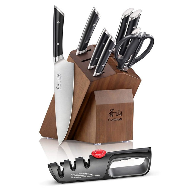 Cangshan HELENA Series German Steel Forged Knife Block Set (10-Piece, Black)