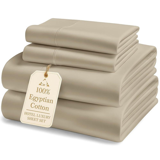 LANE LINEN 100% Egyptian Cotton Bed Sheets King Size – 15 Inch Extra Deep Pocket, Naturally Cooling, No-Pill, Fade-Resistant Cotton Sheets King – Linen