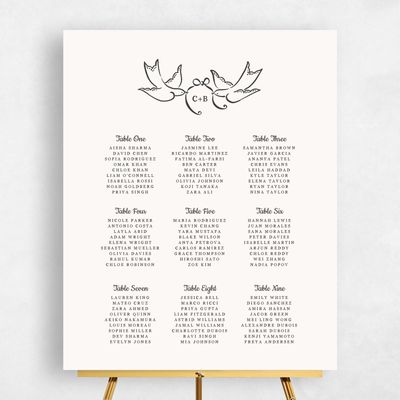 Beige Wedding Sign - Camarine Seating Chart