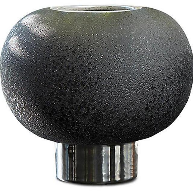 Banded Sphere Vase, Black/Silver