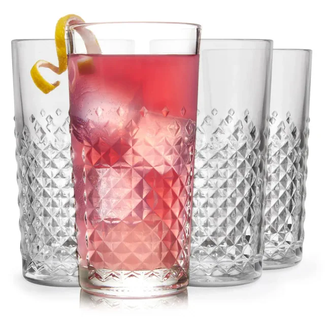Libbey Carats Tumbler Glasses, 14 ounce, Set of 4