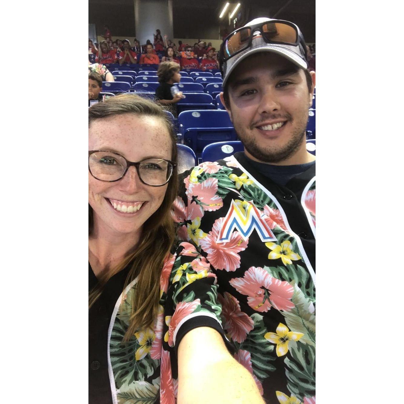 Cheering on the Miami Marlins!
