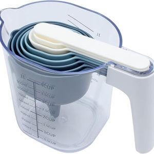 COOK WITH COLOR Measuring Cup Set - 9 PC. Nesting Stackable Liquid Measure Cup, Dry Measuring Cups and Spoons with Funnel and Scraper (Multi Colored)