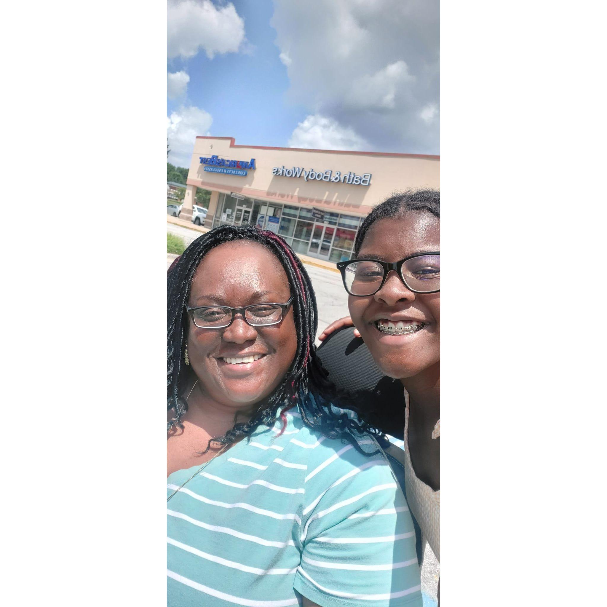 Jokima with her goddaughter, Kai'lynn on a Bath & Body Works mini shopping spree! Anthony approved.