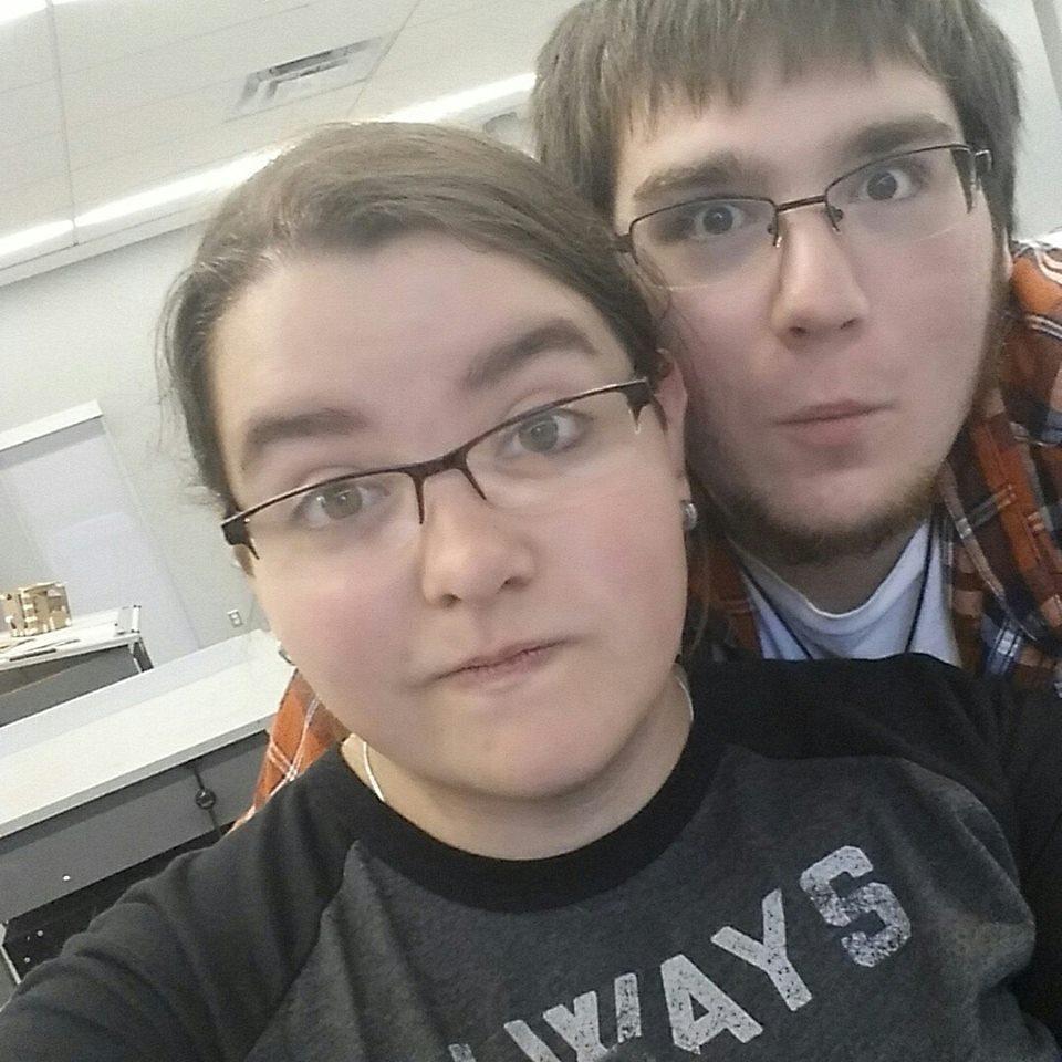 Goofing off during late nights in the studio at Morrisville State College