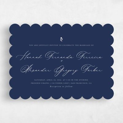 Blue Scalloped Wedding Invitation - Kiruna Classic