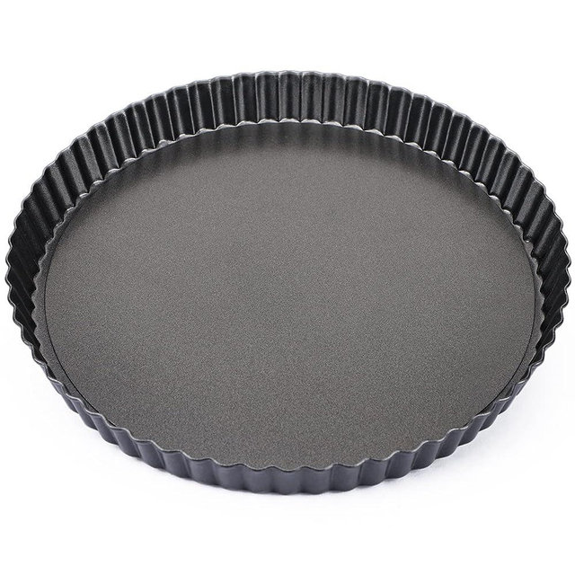 Beasea Tart Pan 10 Inch with Removable Bottom, Non Stick Quiche Pan Pie Shell Fluted Edge Tart Pan, Loose Base Carbon Steel Round Cooking Pan for Baking