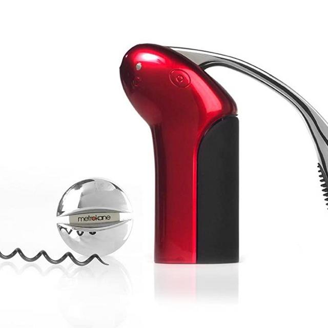 Rabbit Original Vertical Lever Corkscrew Wine Opener with Foil Cutter and Extra Spiral (Candy Apple Red)