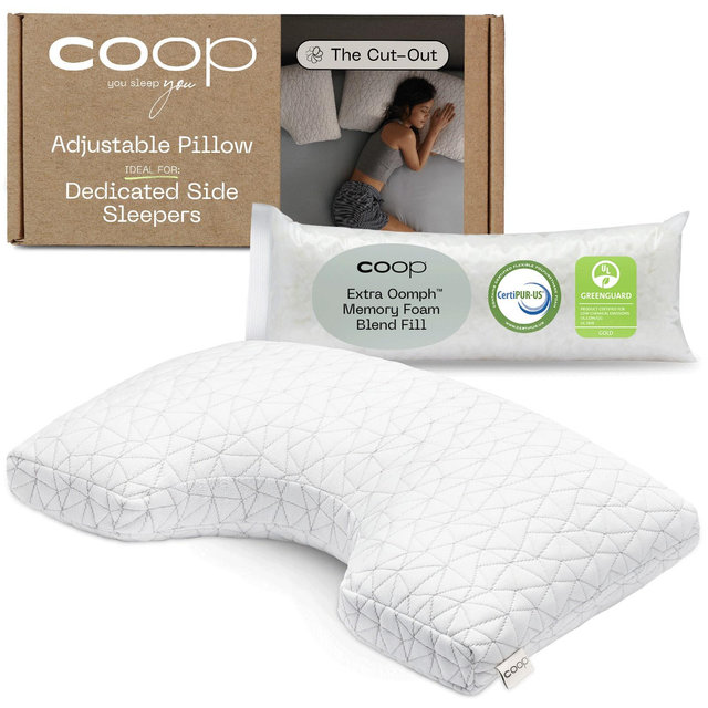 Coop Home Goods The Original Cut-Out Adjustable Pillow, Queen Size Bed Pillows for Neck & Head Support, Memory Foam - Medium Firm for Side Sleeper