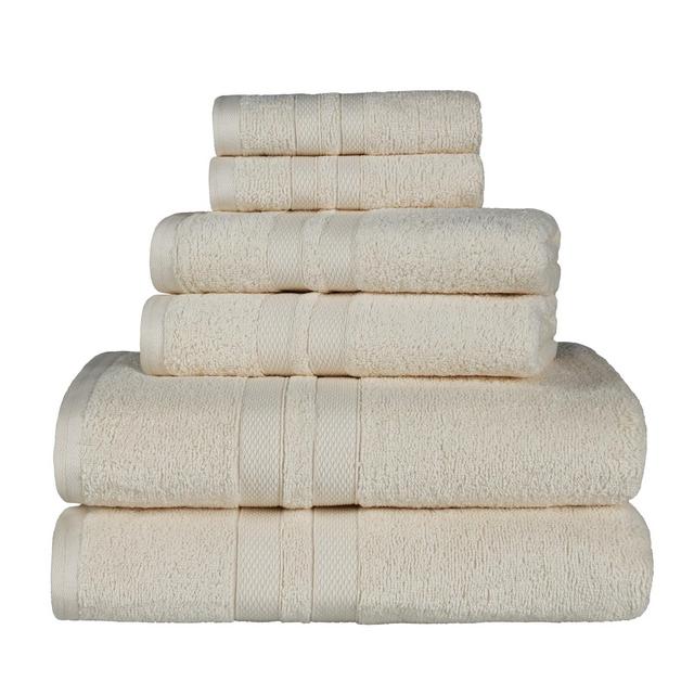 Ultra-Soft Cotton Highly Absorbent Solid 6 Piece Quick-Drying Towel Set, Ivory - Blue Nile Mills