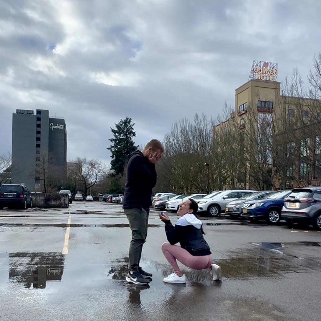 Devin asked Brandon to marry her in front of the wedding venue 2-14-25
