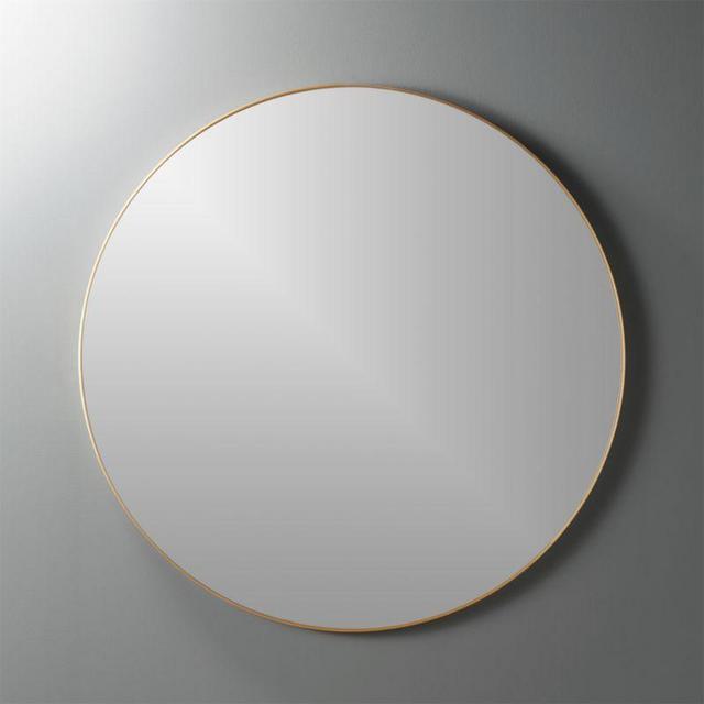 CB2 infinity 36" round brass wall mirror