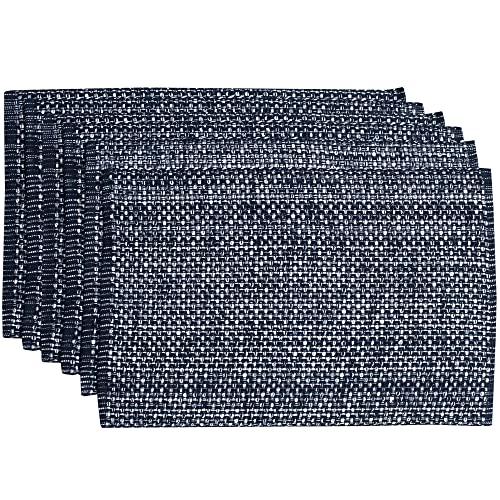 Sweet Home Collection Trends Two Tone 100% Cotton Woven Placemat (6 Pack), 13"x19", Navy