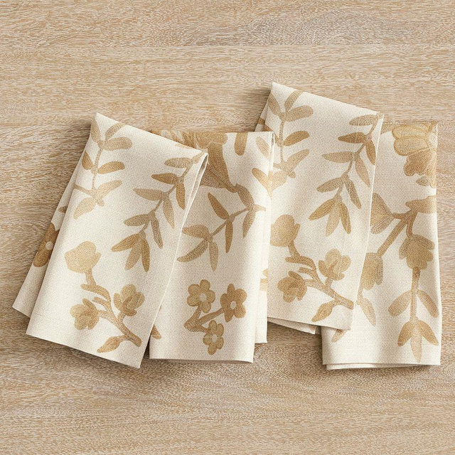 Liana Crewel Cotton Napkin, Set of 4 - Neutral