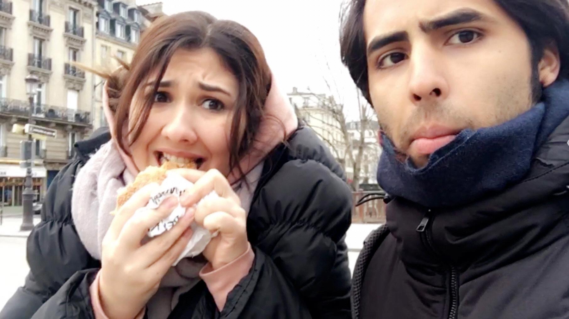 Eating bread in Paris