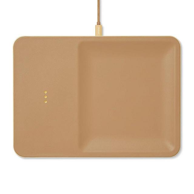 Courant Catch:3 Classics - Italian Leather Wireless Charging Station and Valet Tray (Cortado) - Qi Certified - Compatible with iPhone 13, 12, 11, X, SE, Galaxy S21, S20, Note, AirPods, AirPods Pro