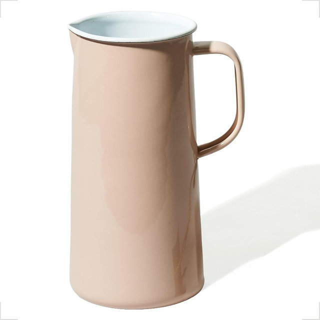 Falcon Enamelware Pitcher (57 oz), Metal Pitcher with Spout & Handle, Jug for Iced Tea, Water, Milk or Flower Vase, Dishwasher Safe, Oven Safe & Freezer Friendly (Marie Rose)