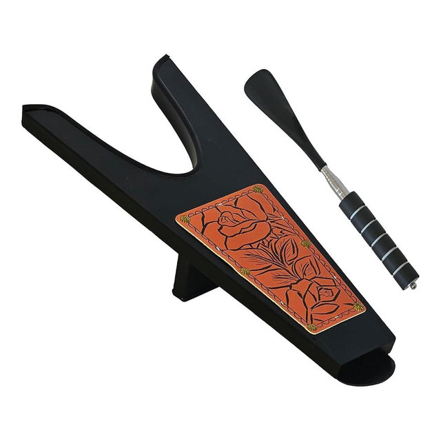Cyllhider Wooden Boot Jack for Cowboy Boots with Wide Opening Design & Shoe Horn 2-in-1 Boot Remover and Puller
