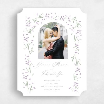 Purple Ticket Wedding Save the Date - Regal Arch