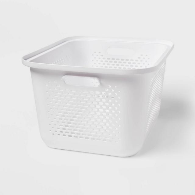 Medium Decorative Plastic Bin with Cutout Handles White - Brightroom™